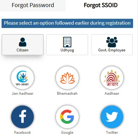 Citizen SSO ID रिकवर करने की प्रक्रिया